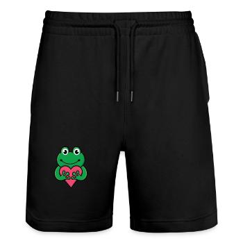 Herzliche Froschumarmung - Stanley/Stella Unisex Bio Joggingshorts Trainer  - Schwarz - Vorne - Nik (191cm) & Marisol (170cm)