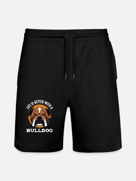 Bulldog Joie de vivre shirt motif - Stanley/Stella Trainer Unisex Organic Jogging Shorts - black
