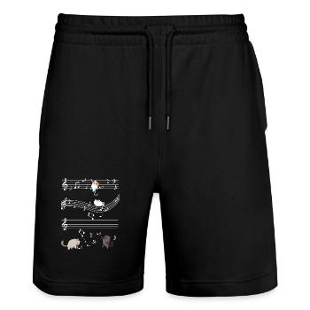 Katzenmusik auf Notenlinien - Stanley/Stella Unisex Bio Joggingshorts Trainer  - Schwarz - Vorne - Nik (191cm) & Marisol (170cm)
