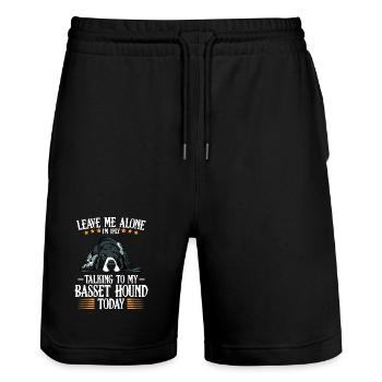 Leave Me Alone: Basset Hound Today - Stanley/Stella Trainer Unisex Organic Jogging Shorts - black - Front - Nik (191cm) & Marisol (170cm)