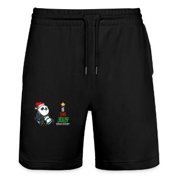 Panda mit Lichterkette Weihnacht - Stanley/Stella Unisex Bio Joggingshorts Trainer  - Schwarz - Vorne - Nik (191cm) & Marisol (170cm)