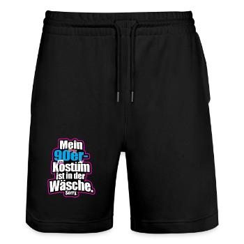 Mein 90er Jahre Kostüm In Der Wäsche Motto Party - Stanley/Stella Unisex Bio Joggingshorts Trainer  - Schwarz - Vorne - Nik (191cm) & Marisol (170cm)