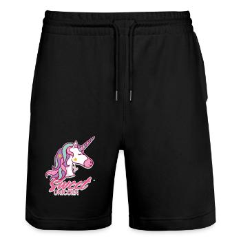 licorne 2 faite par jena2908 - Short de jogging bio TRAINER Stanley/Stella unisexe - noir - Devant - Nik (191cm) & Marisol (170cm)