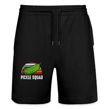 Pickle Squad Retro Sunset - Stanley/Stella Unisex Bio Joggingshorts Trainer  - Schwarz - Vorne - Nik (191cm) & Marisol (170cm)