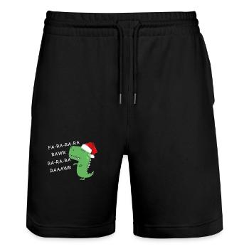 dinosaur christmas - Stanley/Stella Trainer Unisex Organic Jogging Shorts - black - Front - Nik (191cm) & Marisol (170cm)