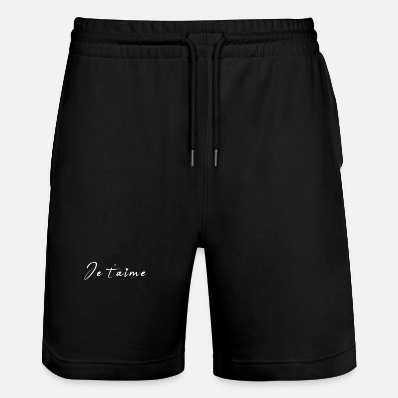 Je t'aime Script Romance - Stanley/Stella Trainer Unisex Organic Jogging Shorts - black