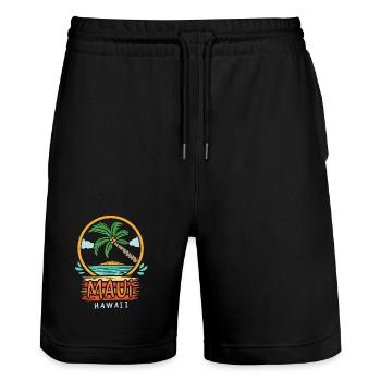 Maui Hawaii Retro - Stanley/Stella Unisex Bio Joggingshorts Trainer  - Schwarz - Vorne - Nik (191cm) & Marisol (170cm)