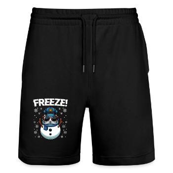 Kapitän Frost Schneemann Polizei Weihnachten - Stanley/Stella Unisex Bio Joggingshorts Trainer  - Schwarz - Vorne - Nik (191cm) & Marisol (170cm)