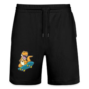 Dinosaur Skater Skateboard - Short de jogging bio TRAINER Stanley/Stella unisexe - noir - Devant - Nik (191cm) & Marisol (170cm)