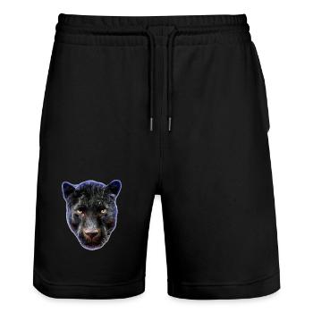 Aurora Panther Portrait Tee - Stanley/Stella Trainer Unisex Organic Jogging Shorts - black - Front - Nik (191cm) & Marisol (170cm)