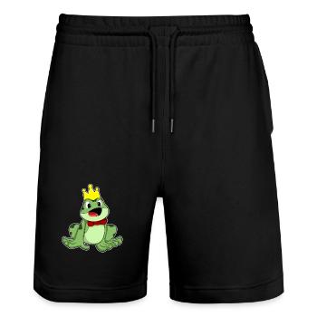 Frosch Krone - Stanley/Stella Unisex Bio Joggingshorts Trainer  - Schwarz - Vorne - Nik (191cm) & Marisol (170cm)
