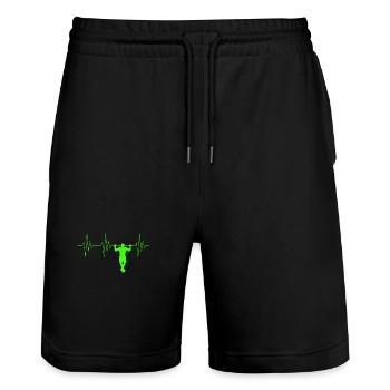 Klimmzug Herzschlag - Stanley/Stella Unisex Bio Joggingshorts Trainer  - Schwarz - Vorne - Nik (191cm) & Marisol (170cm)