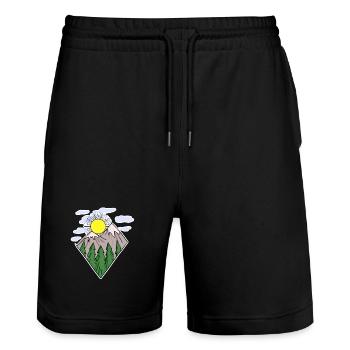Mountains hiking hiker - Stanley/Stella Trainer Unisex Organic Jogging Shorts - black - Front - Nik (191cm) & Marisol (170cm)