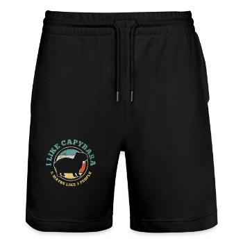 Capybara Introverti Rétro Vintage - Short de jogging bio TRAINER Stanley/Stella unisexe - noir - Devant - Nik (191cm) & Marisol (170cm)