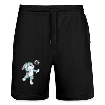 Hase Volleyballspieler Volleyball - Stanley/Stella Unisex Bio Joggingshorts Trainer  - Schwarz - Vorne - Nik (191cm) & Marisol (170cm)