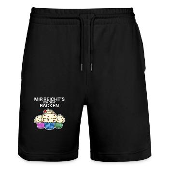 Mir reichts ich geh Backen Lustig Bäcker Geschenk - Stanley/Stella Unisex Bio Joggingshorts Trainer  - Schwarz - Vorne - Nik (191cm) & Marisol (170cm)