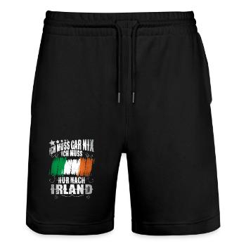 Ich Muss Gar Nix Ich Muss Nur Nach Irland - Stanley/Stella Unisex Bio Joggingshorts Trainer  - Schwarz - Vorne - Nik (191cm) & Marisol (170cm)