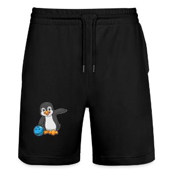 Penguin Bowling Boule de bowling - Short de jogging bio TRAINER Stanley/Stella unisexe - noir - Devant - Nik (191cm) & Marisol (170cm)