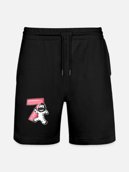 Zèbre 7 ans anniversaire d’enfant - Short de jogging bio TRAINER Stanley/Stella unisexe - noir