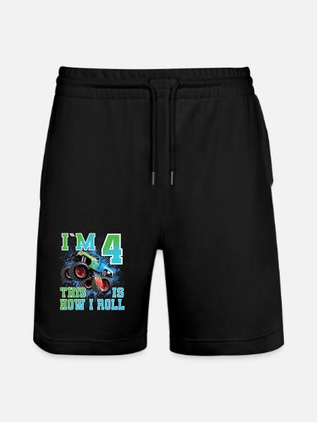 4 Years Monster Truck - Stanley/Stella Trainer Unisex Organic Jogging Shorts - black