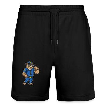 Bär Polizist Schlagstock Polizei - Stanley/Stella Unisex Bio Joggingshorts Trainer  - Schwarz - Vorne - Nik (191cm) & Marisol (170cm)
