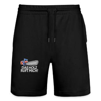 Das Holz ruft mich Kettensäge - Stanley/Stella Unisex Bio Joggingshorts Trainer  - Schwarz - Vorne - Nik (191cm) & Marisol (170cm)