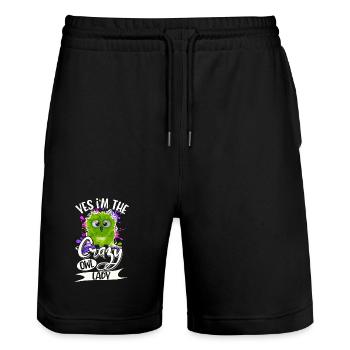 Eule - Stanley/Stella Unisex Bio Joggingshorts Trainer  - Schwarz - Vorne - Nik (191cm) & Marisol (170cm)