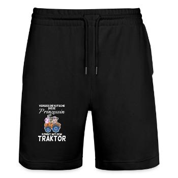 Prinzessin - Stanley/Stella Unisex Bio Joggingshorts Trainer  - Schwarz - Vorne - Nik (191cm) & Marisol (170cm)