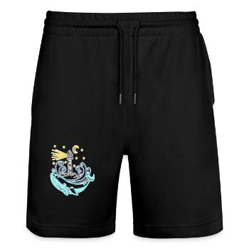 Phare côte mer mer - Short de jogging bio TRAINER Stanley/Stella unisexe - noir - Devant - Nik (191cm) & Marisol (170cm)