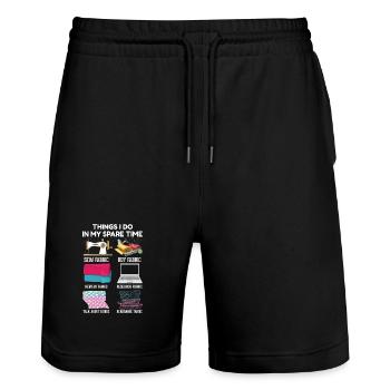 Couture - Short de jogging bio TRAINER Stanley/Stella unisexe - noir - Devant - Nik (191cm) & Marisol (170cm)