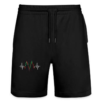 Trader Heartbeat Stocks ECG Stock Forex Trading - Stanley/Stella Trainer Unisex Organic Jogging Shorts - black - Front - Nik (191cm) & Marisol (170cm)