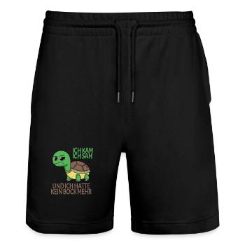 Schildkröte Kein Bock lustiger Spruch - Stanley/Stella Unisex Bio Joggingshorts Trainer  - Schwarz - Vorne - Nik (191cm) & Marisol (170cm)
