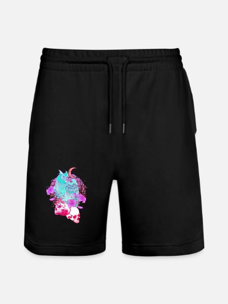 Pastel Goth Skull Owl Aesthetic Clothes Moon - Stanley/Stella Trainer Unisex Organic Jogging Shorts - black