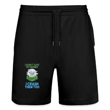 drone - Stanley/Stella Trainer Unisex Organic Jogging Shorts - black - Front - Nik (191cm) & Marisol (170cm)