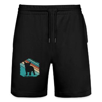 French Bulldog Cute Dog Design - Stanley/Stella Trainer Unisex Organic Jogging Shorts - black - Front - Nik (191cm) & Marisol (170cm)