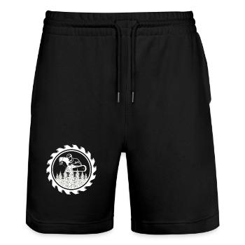 Insigne de la tronçonneuse dans la forêt - Short de jogging bio TRAINER Stanley/Stella unisexe - noir - Devant - Nik (191cm) & Marisol (170cm)
