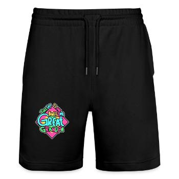 Great Grandpa Vintage - Stanley/Stella Unisex Bio Joggingshorts Trainer  - Schwarz - Vorne - Nik (191cm) & Marisol (170cm)
