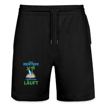 Bald Rentner - Stanley/Stella Unisex Bio Joggingshorts Trainer  - Schwarz - Vorne - Nik (191cm) & Marisol (170cm)