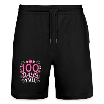 100 Tage Schule Lehrer Schüler - Stanley/Stella Unisex Bio Joggingshorts Trainer  - Schwarz - Vorne - Nik (191cm) & Marisol (170cm)