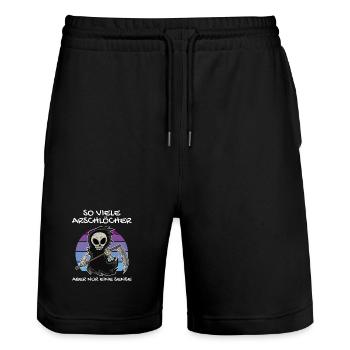 So Viele Arschlöcher Aber Nur Eine Sense - Stanley/Stella Unisex Bio Joggingshorts Trainer  - Schwarz - Vorne - Nik (191cm) & Marisol (170cm)