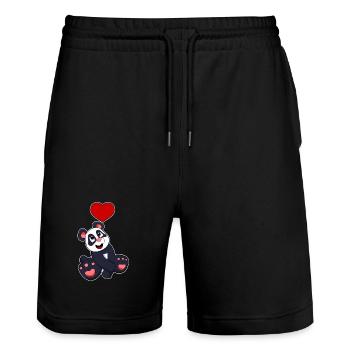 Cœur de panda - Short de jogging bio TRAINER Stanley/Stella unisexe - noir - Devant - Nik (191cm) & Marisol (170cm)