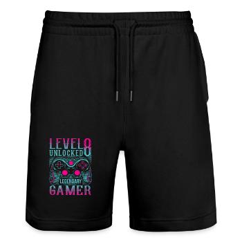 8th Birthday Level 8 Gamer Gaming Gaming - Stanley/Stella Trainer Unisex Organic Jogging Shorts - black - Front - Nik (191cm) & Marisol (170cm)