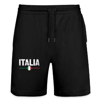 Italien Flagge Italienisch - Stanley/Stella Unisex Bio Joggingshorts Trainer  - Schwarz - Vorne - Nik (191cm) & Marisol (170cm)