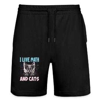 Math Kitty Cat J’adore Math et chats Professeur de mathématiques - Short de jogging bio TRAINER Stanley/Stella unisexe - noir - Devant - Nik (191cm) & Marisol (170cm)