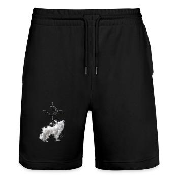 Wolf's Art with Crescent - Stanley/Stella Trainer Unisex Organic Jogging Shorts - black - Front - Nik (191cm) & Marisol (170cm)