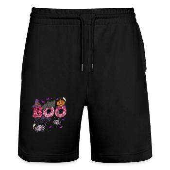 Halloween Boo Halloween-Kostüm - Stanley/Stella Unisex Bio Joggingshorts Trainer  - Schwarz - Vorne - Nik (191cm) & Marisol (170cm)