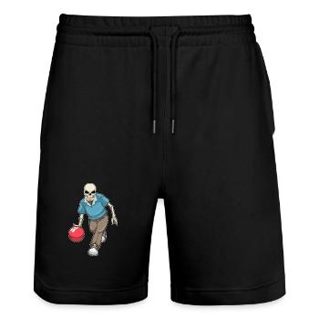 Boule de bowling squelette - Short de jogging bio TRAINER Stanley/Stella unisexe - noir - Devant - Nik (191cm) & Marisol (170cm)