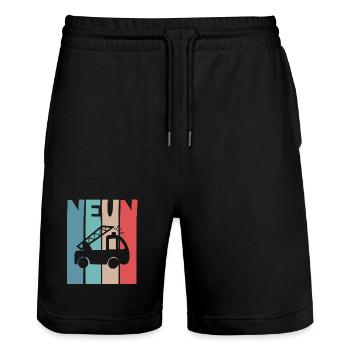 Feuerwehr 9 Jahre Kinder - Stanley/Stella Unisex Bio Joggingshorts Trainer  - Schwarz - Vorne - Nik (191cm) & Marisol (170cm)