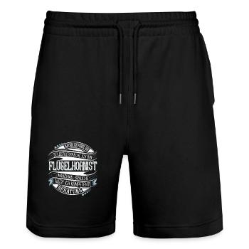Flügelhornist - Stanley/Stella Unisex Bio Joggingshorts Trainer  - Schwarz - Vorne - Nik (191cm) & Marisol (170cm)