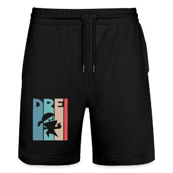 Ninja 3 Jahre Geburtstag Kinder - Stanley/Stella Unisex Bio Joggingshorts Trainer  - Schwarz - Vorne - Nik (191cm) & Marisol (170cm)